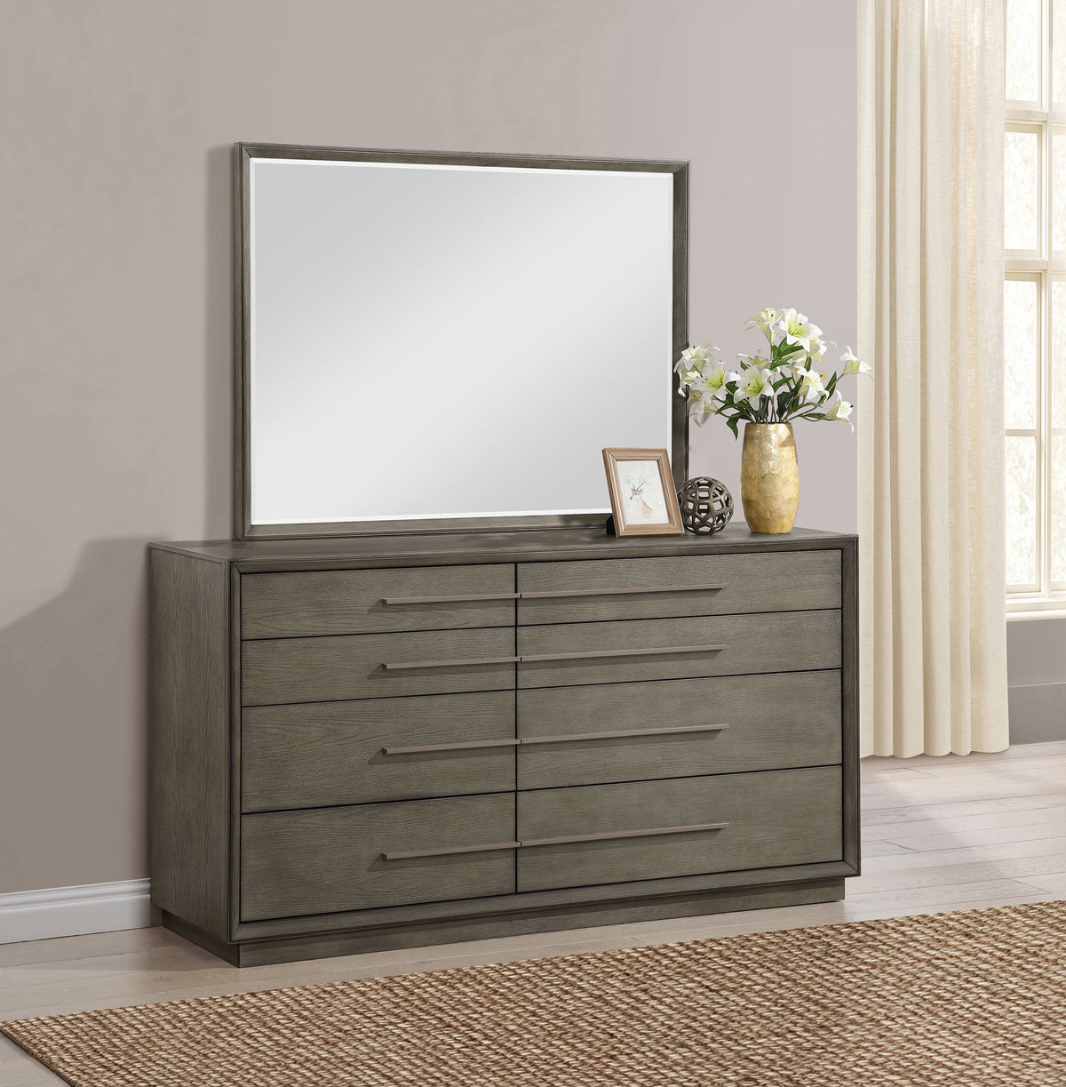Durango 8-drawer Dresser - Taupe Oak, With Mirror