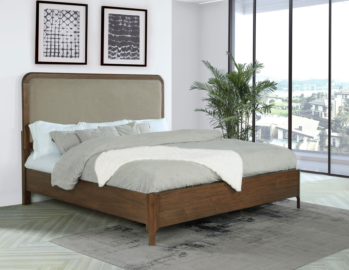 Maderia 57-inch Upholstered Panel Bed Walnut - Eastern King