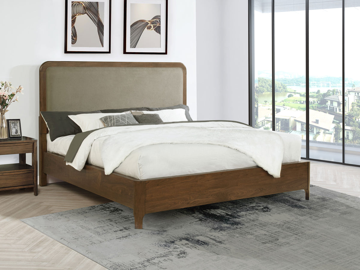 Maderia 57-inch Upholstered Panel Bed Walnut - California King