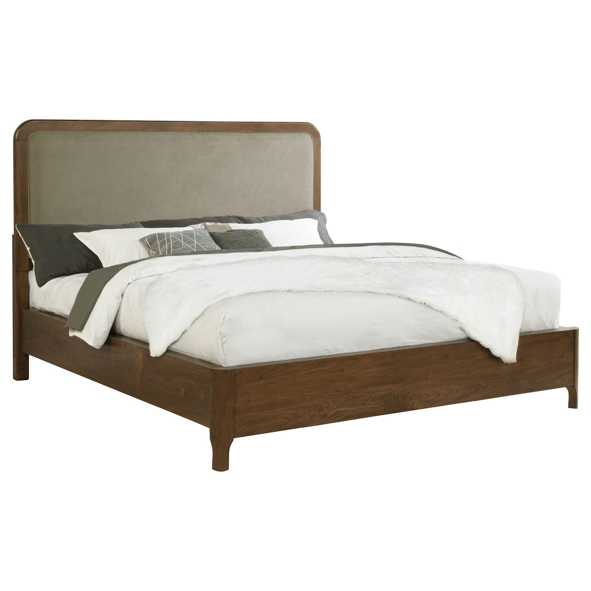 Maderia 57-inch Upholstered Panel Bed Walnut - California King