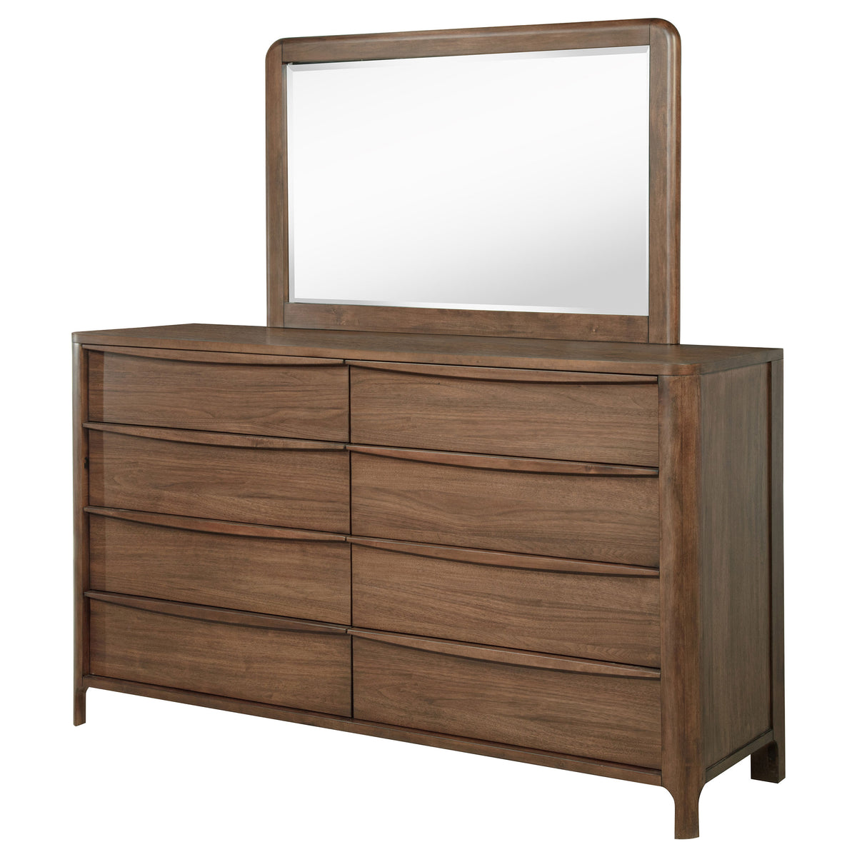 Maderia 8-drawer Dresser Walnut - With Mirror