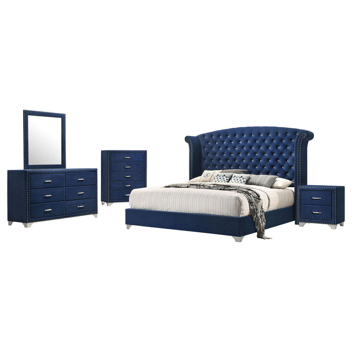 Melody 5-piece Bedroom Set - Eastern King, Pacific Blue