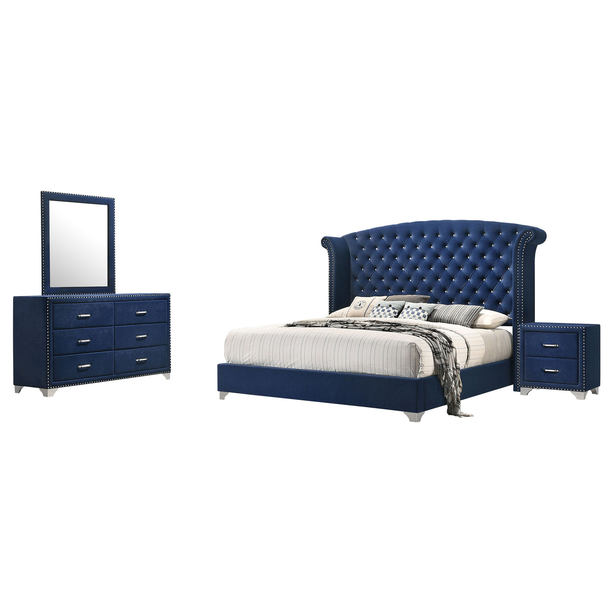 Melody 4-piece Bedroom Set - California King, Pacific Blue