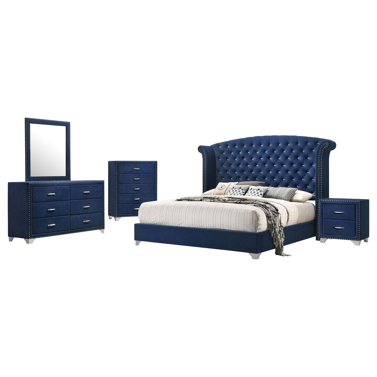 Melody 5-piece Bedroom Set - Queen, Pacific Blue