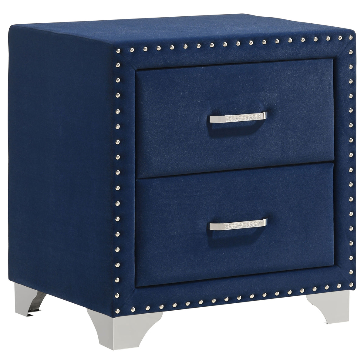 Melody Upholstered 2-drawer Nightstand - Pacific Blue