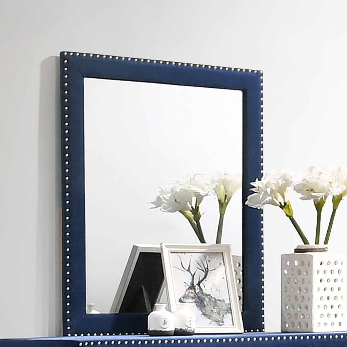Melody Upholstered Dresser Mirror - Pacific Blue