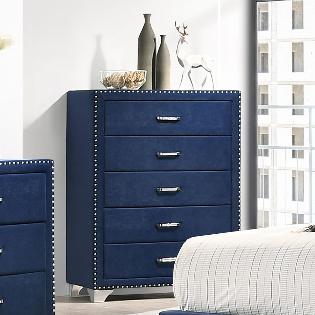 Melody 5-drawer Bedroom Chest - Pacific Blue
