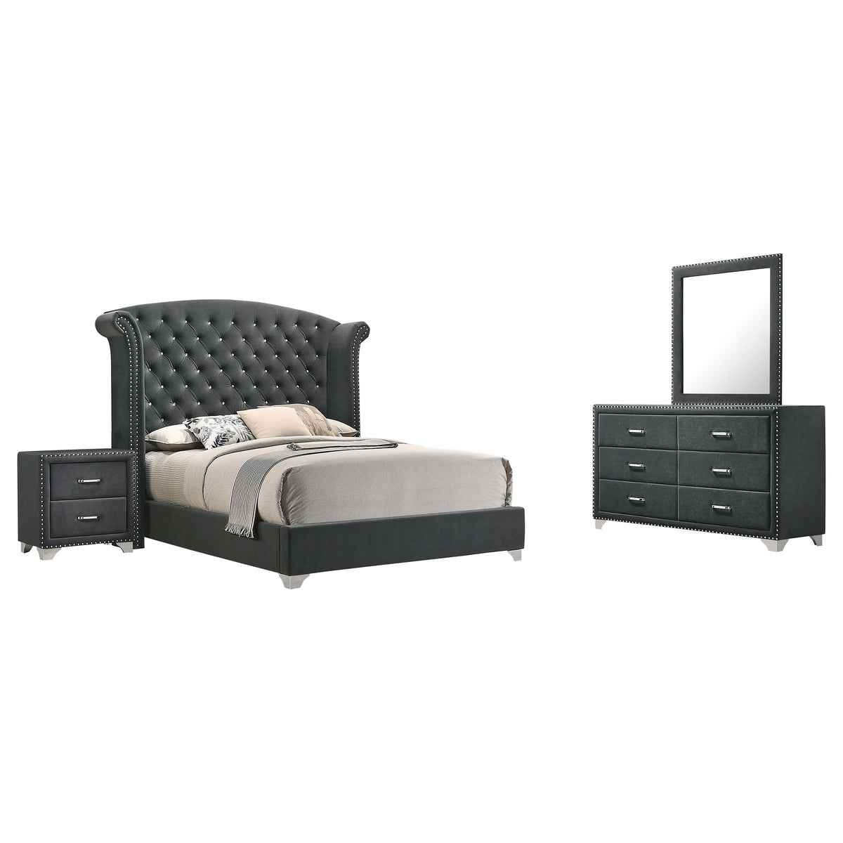 Melody 4-piece Bedroom Set - Eastern King, Grey