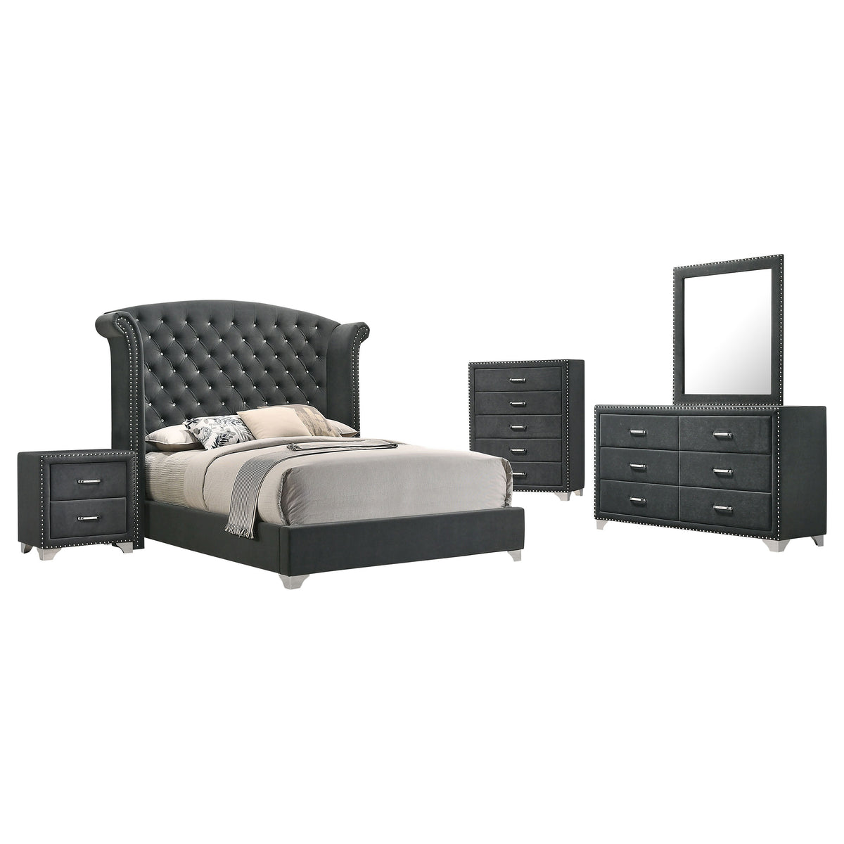 Melody 5-piece Bedroom Set - Queen, Grey