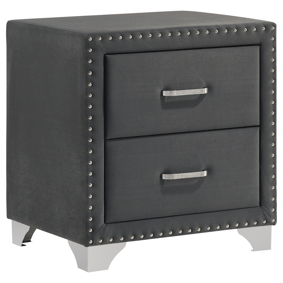 Melody Upholstered 2-drawer Nightstand - Grey
