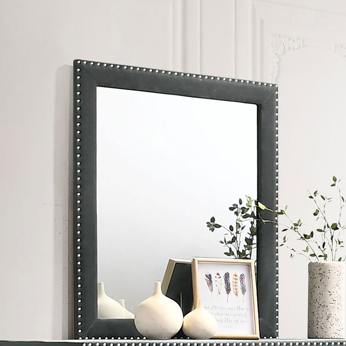 Melody Upholstered Dresser Mirror - Grey