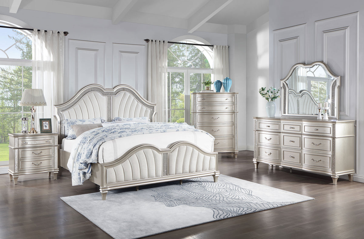 Evangeline Wood LED Panel Bed Silver Oak - Eastern King