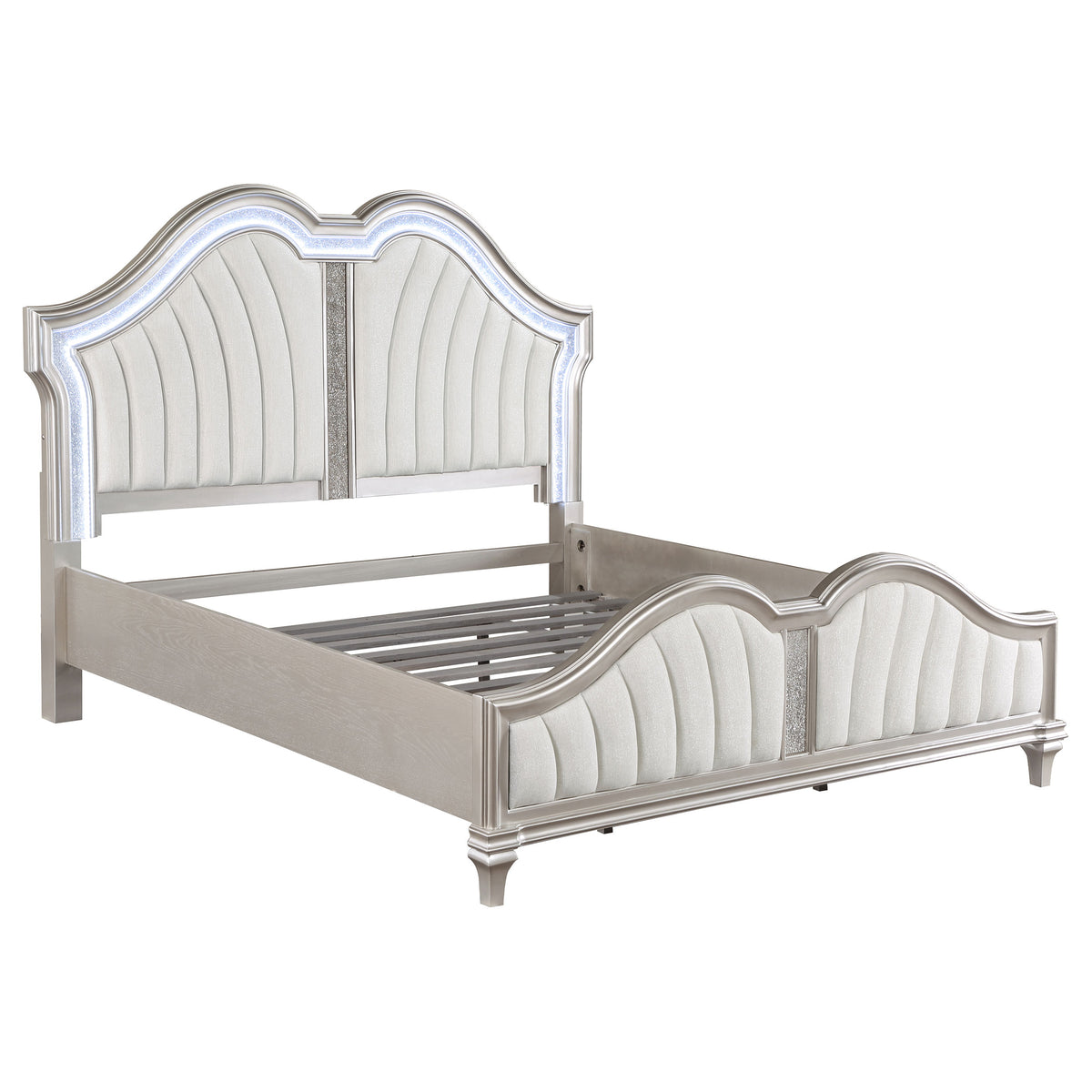 Evangeline Wood LED Panel Bed Silver Oak - California King