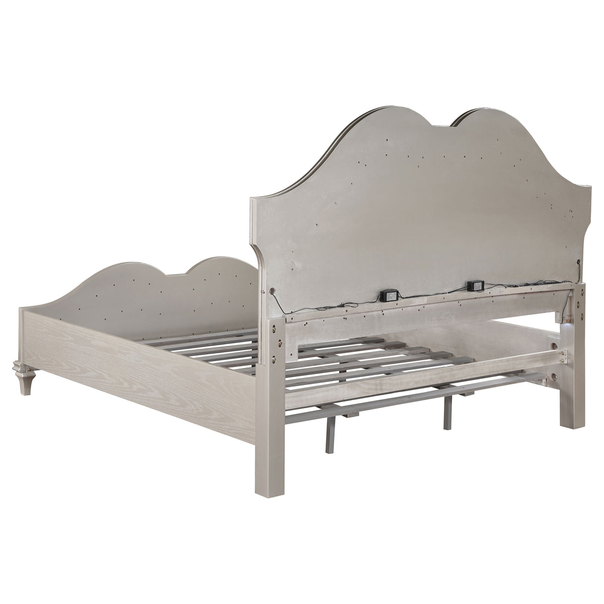 Evangeline Wood LED Panel Bed Silver Oak - California King