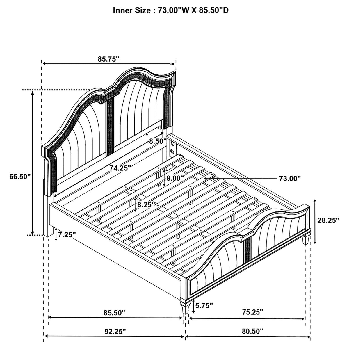 Evangeline Wood LED Panel Bed Silver Oak - California King
