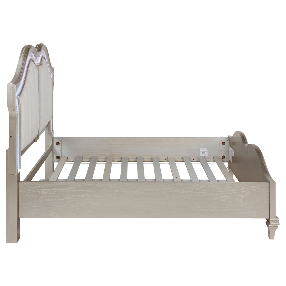 Evangeline Wood LED Panel Bed Silver Oak - Queen