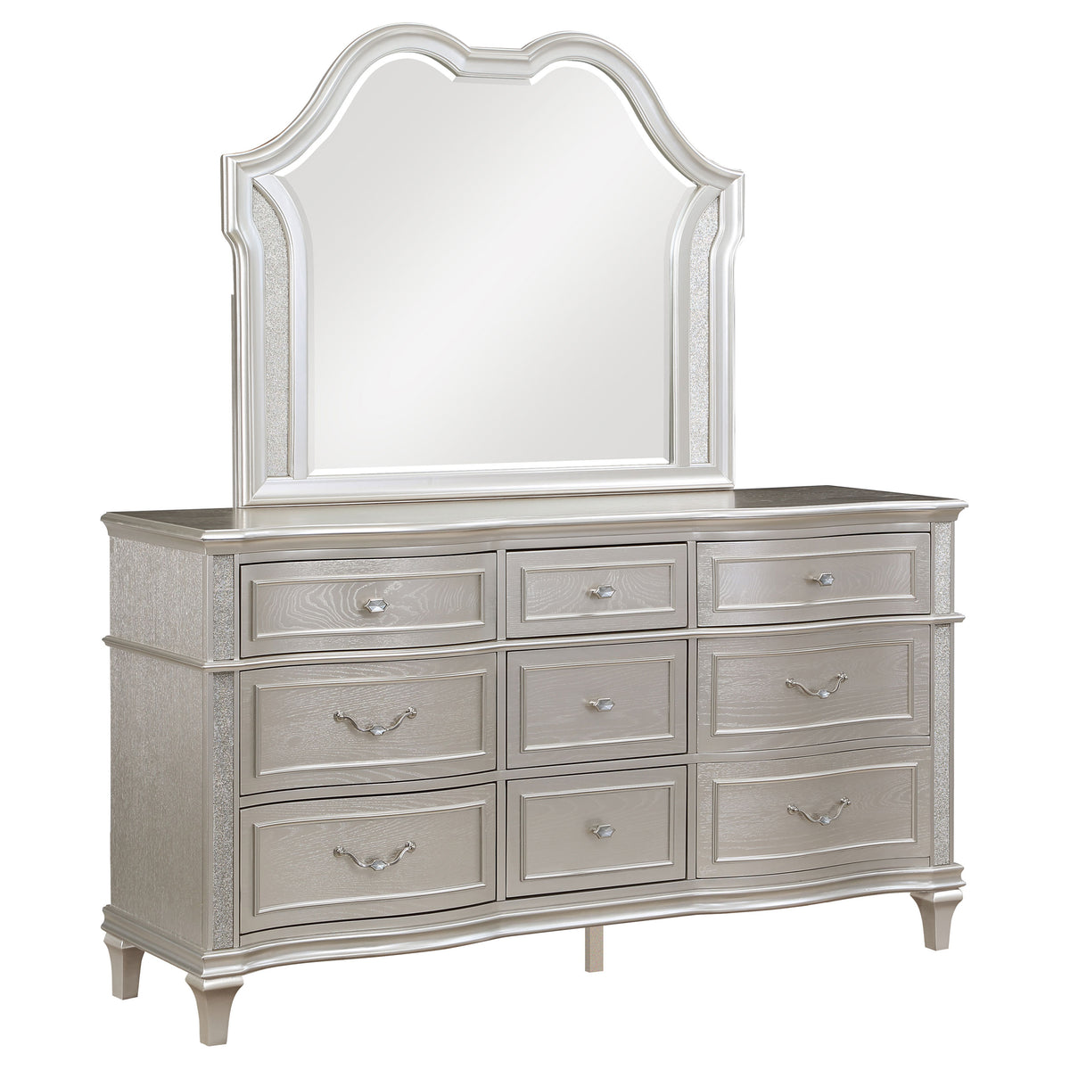 Evangeline 9-drawer Dresser Silver Oak - With Mirror