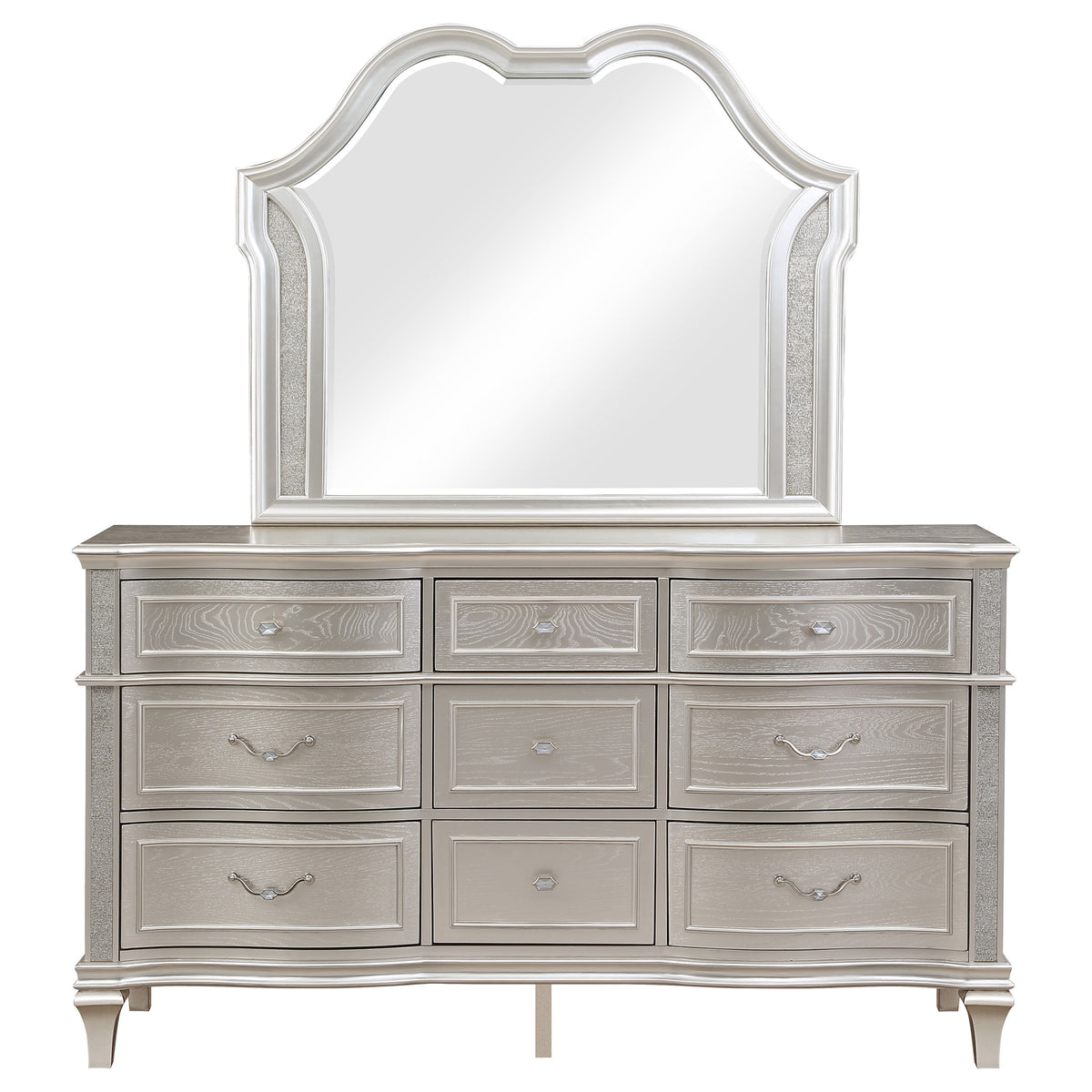 Evangeline 9-drawer Dresser Silver Oak - With Mirror