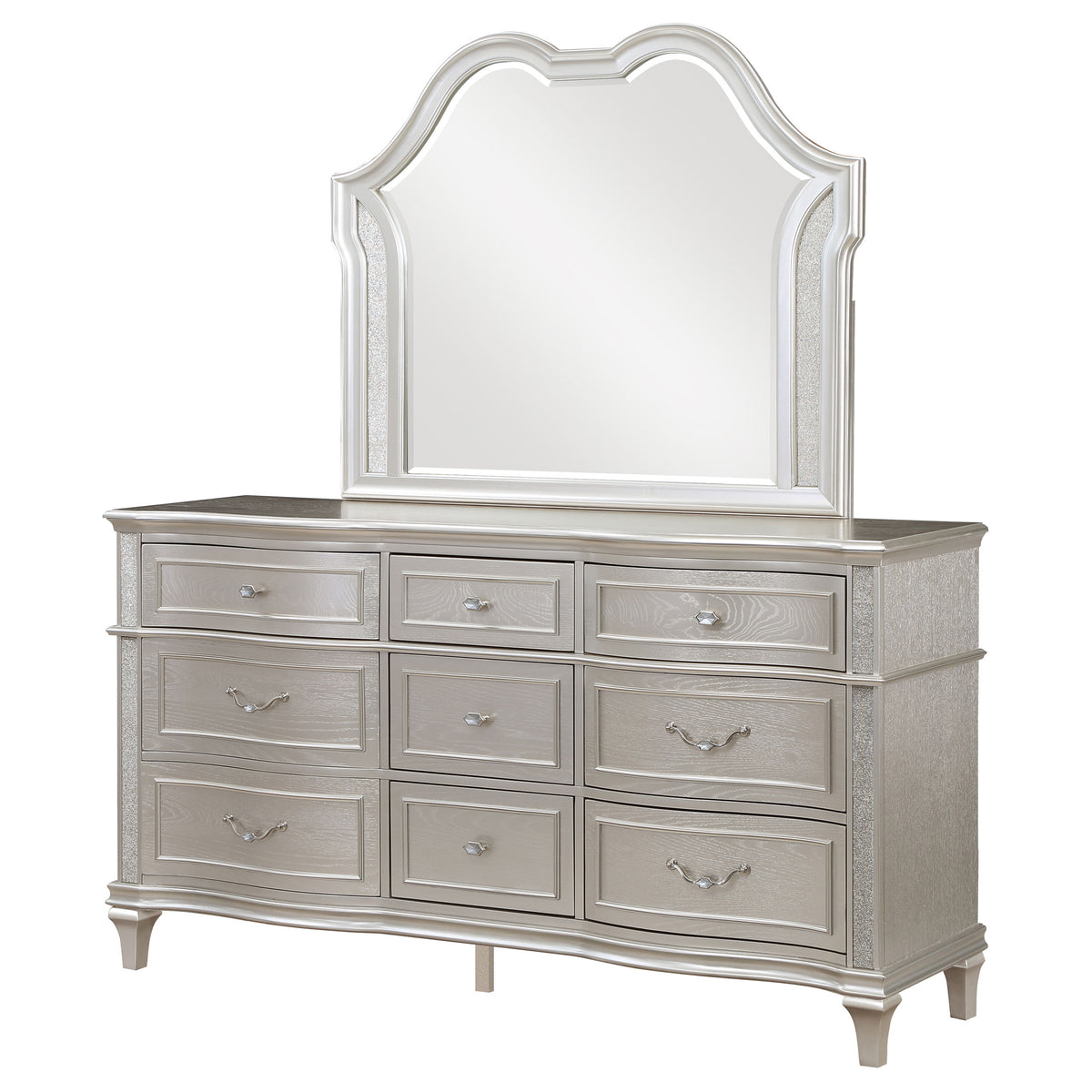 Evangeline 9-drawer Dresser Silver Oak - With Mirror
