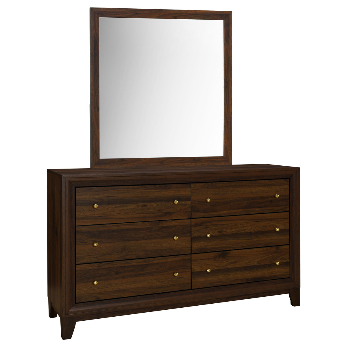 Welsley 6-drawer Dresser Walnut - With Mirror