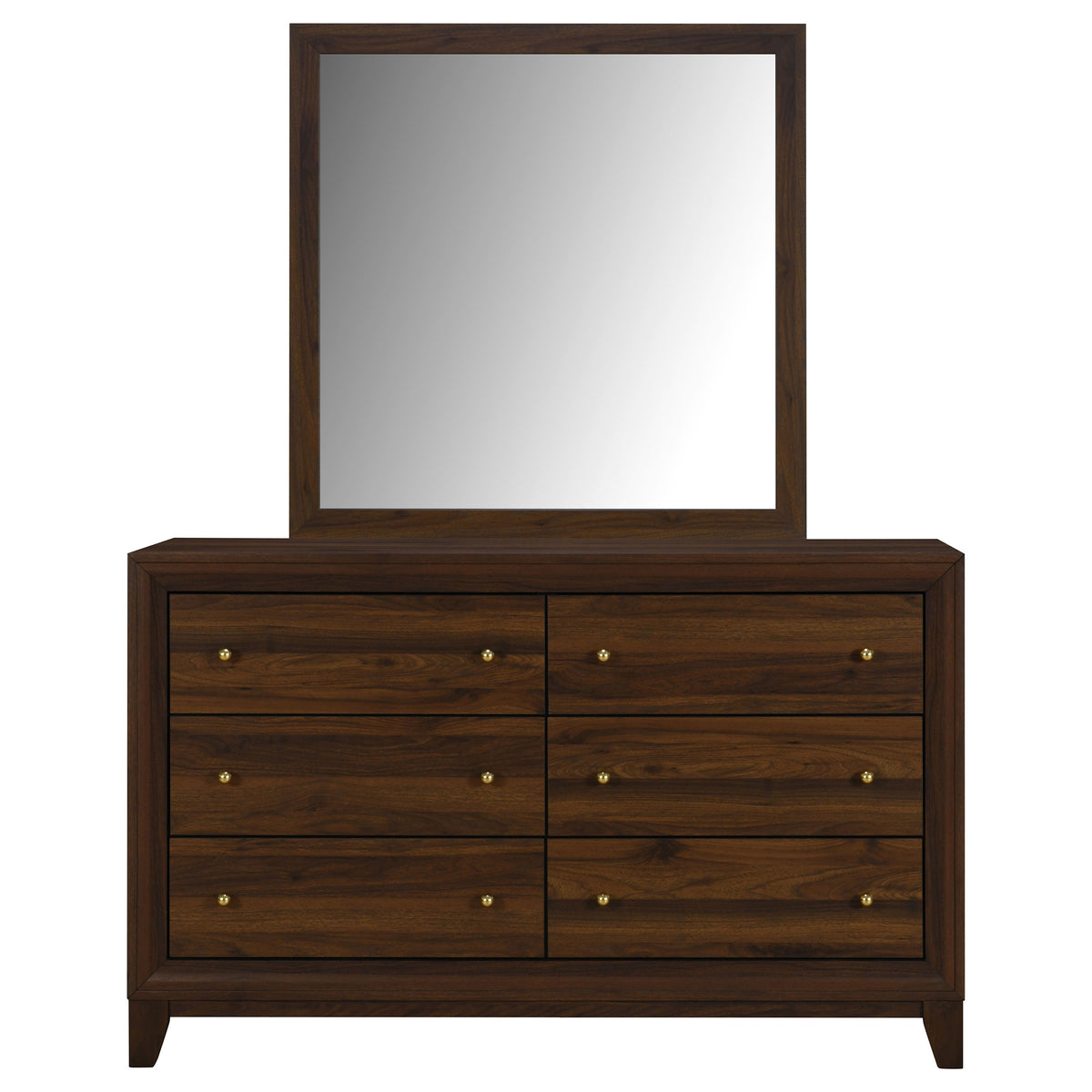 Welsley 6-drawer Dresser Walnut - With Mirror
