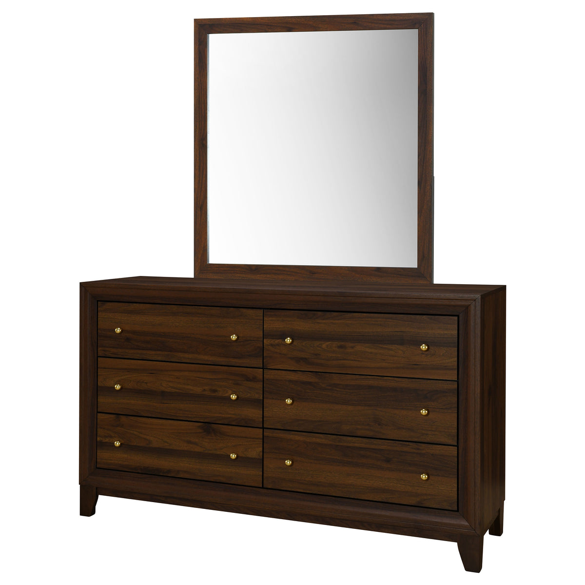 Welsley 6-drawer Dresser Walnut - With Mirror