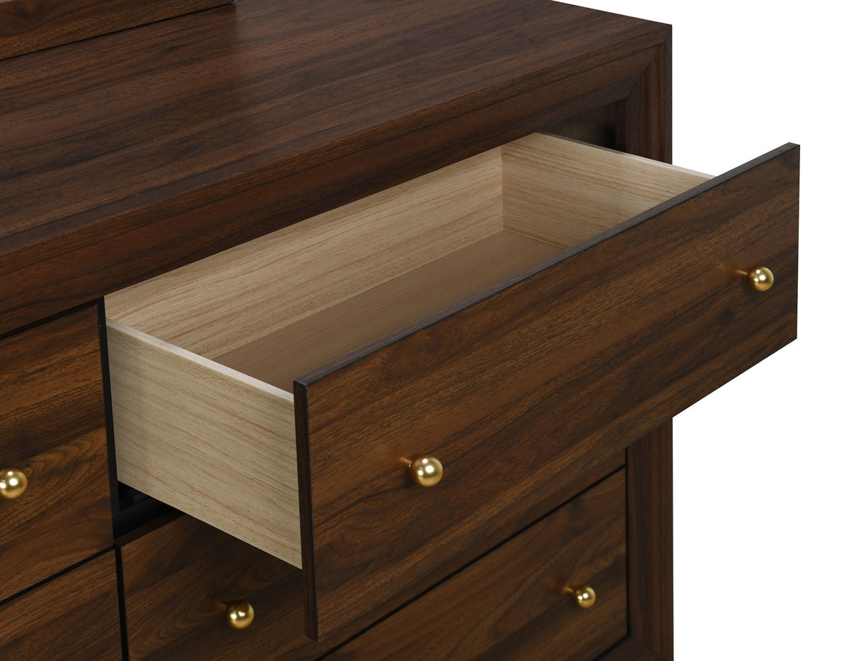 Welsley 6-drawer Dresser Walnut - With Mirror