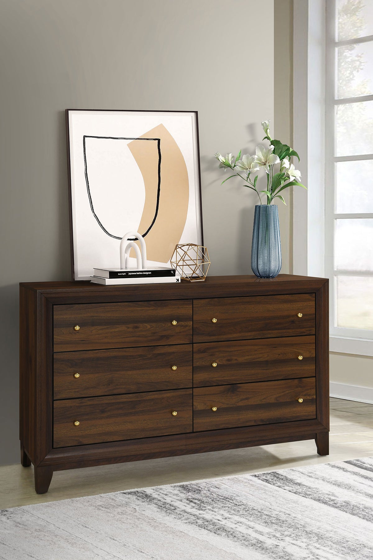 Welsley 6-drawer Dresser Walnut - Without Mirror