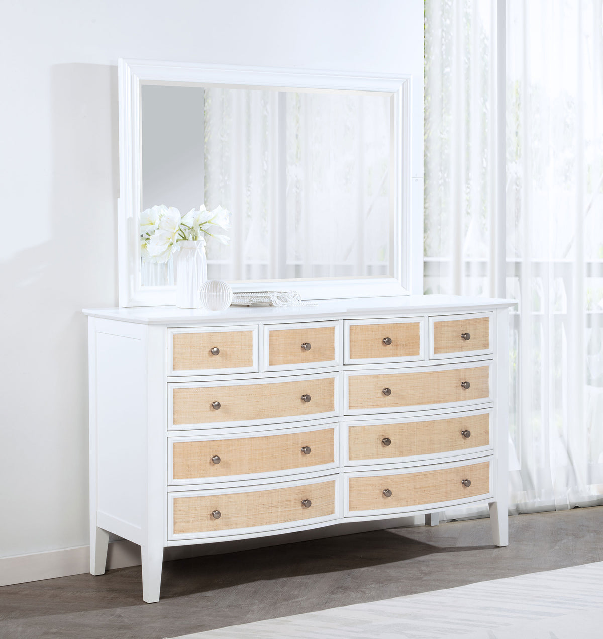 Bexhill 10-drawer Dresser White - With Mirror