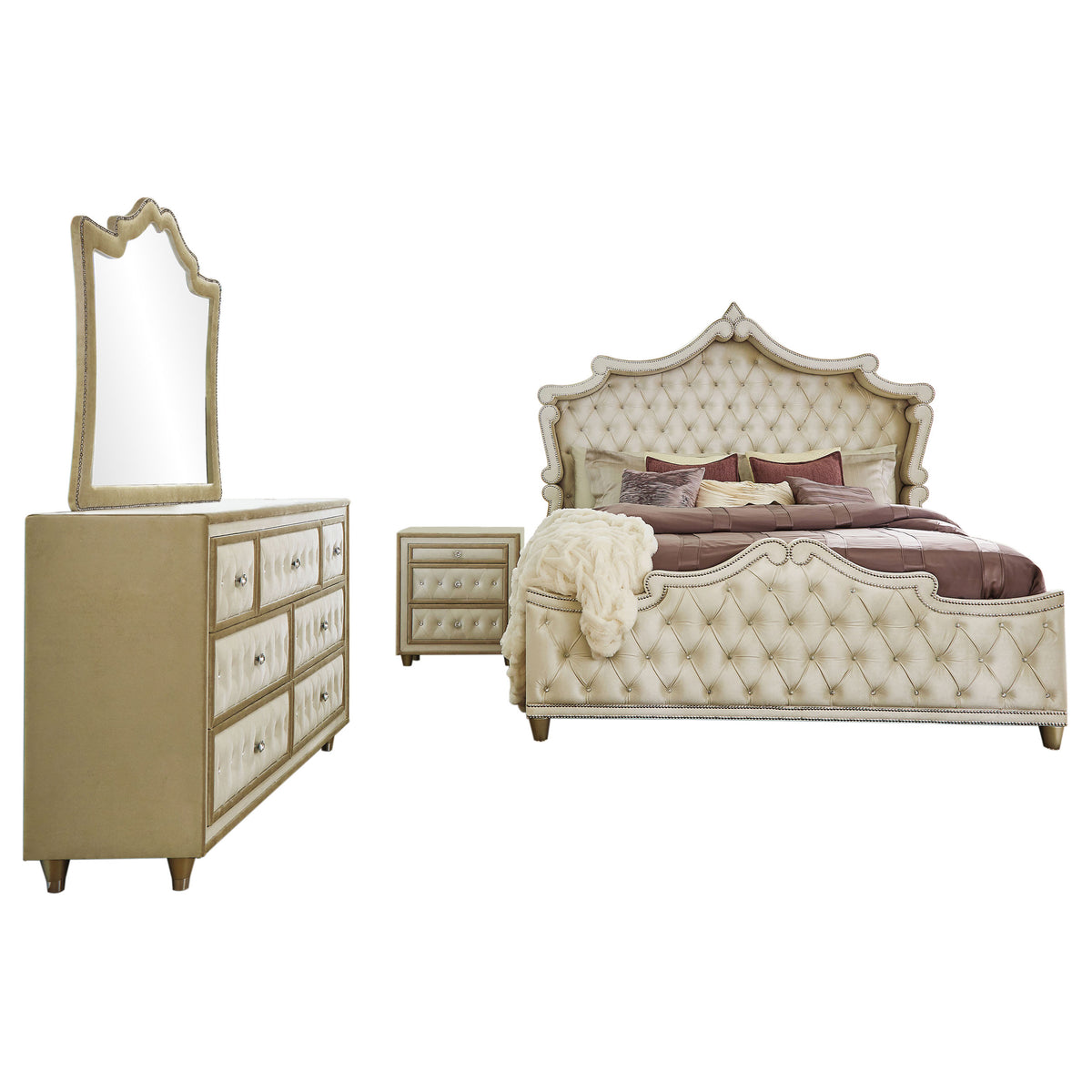 Antonella 4-piece Bedroom Set Ivory - Queen
