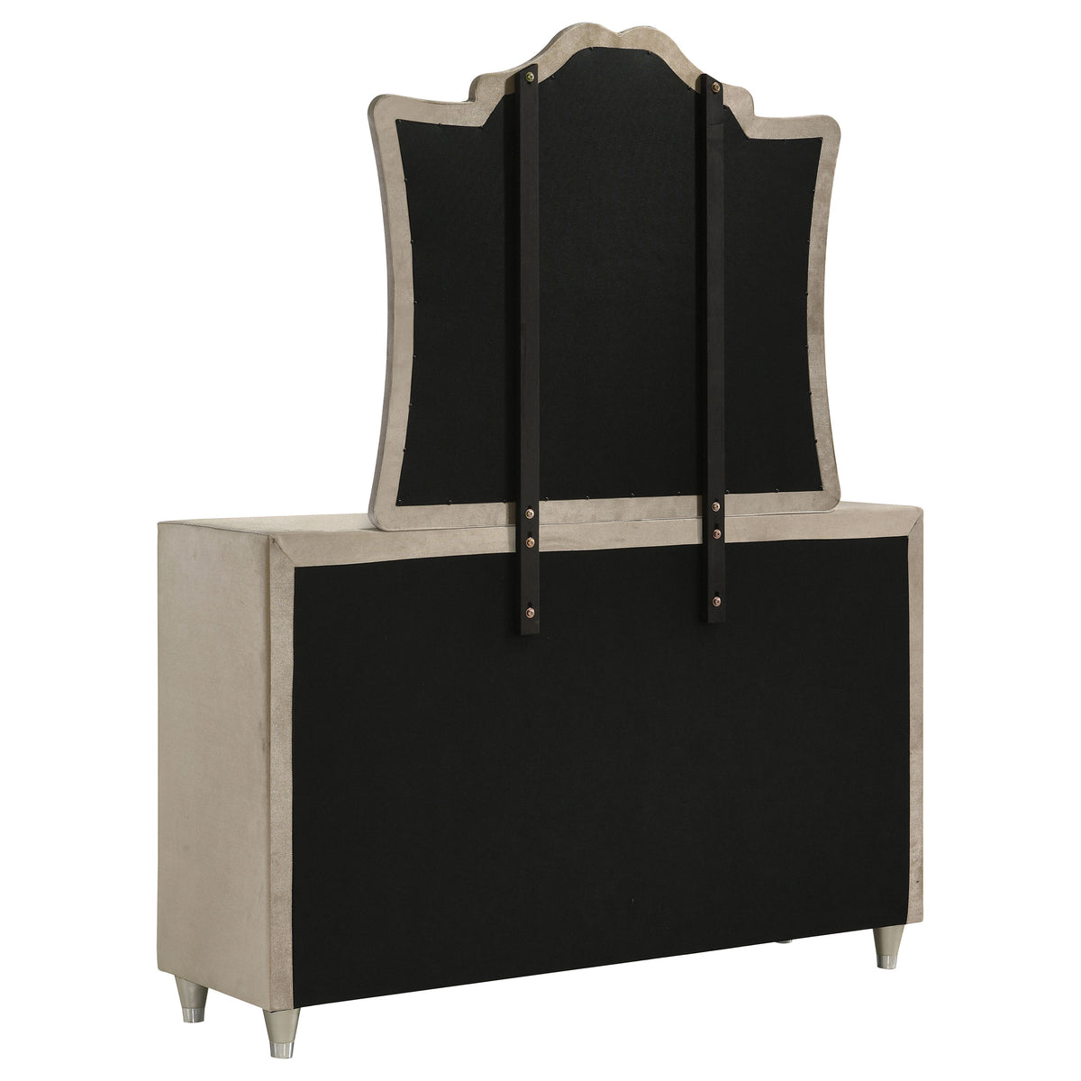 Antonella 7-drawer Upholstered Dresser Ivory - With Mirror