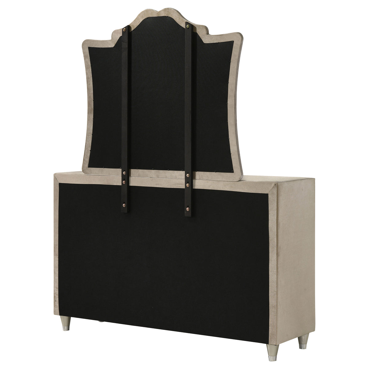 Antonella 7-drawer Upholstered Dresser Ivory - With Mirror