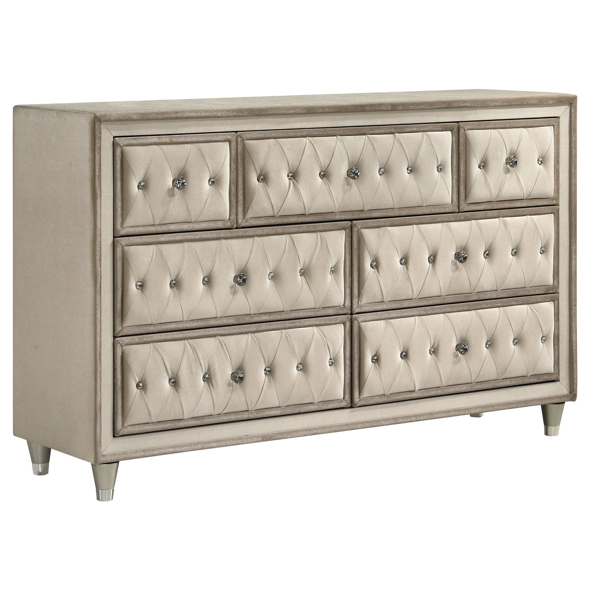 Antonella 7-drawer Upholstered Dresser Ivory - Without Mirror