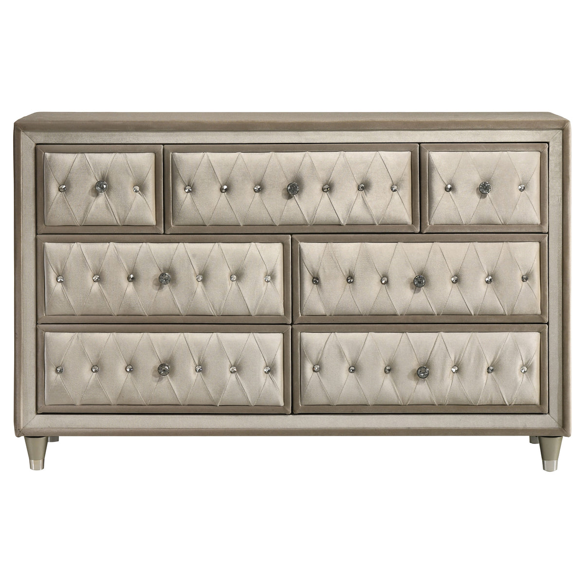 Antonella 7-drawer Upholstered Dresser Ivory - Without Mirror