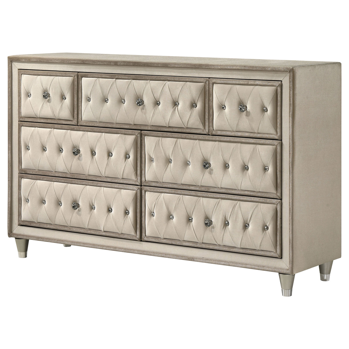 Antonella 7-drawer Upholstered Dresser Ivory - Without Mirror