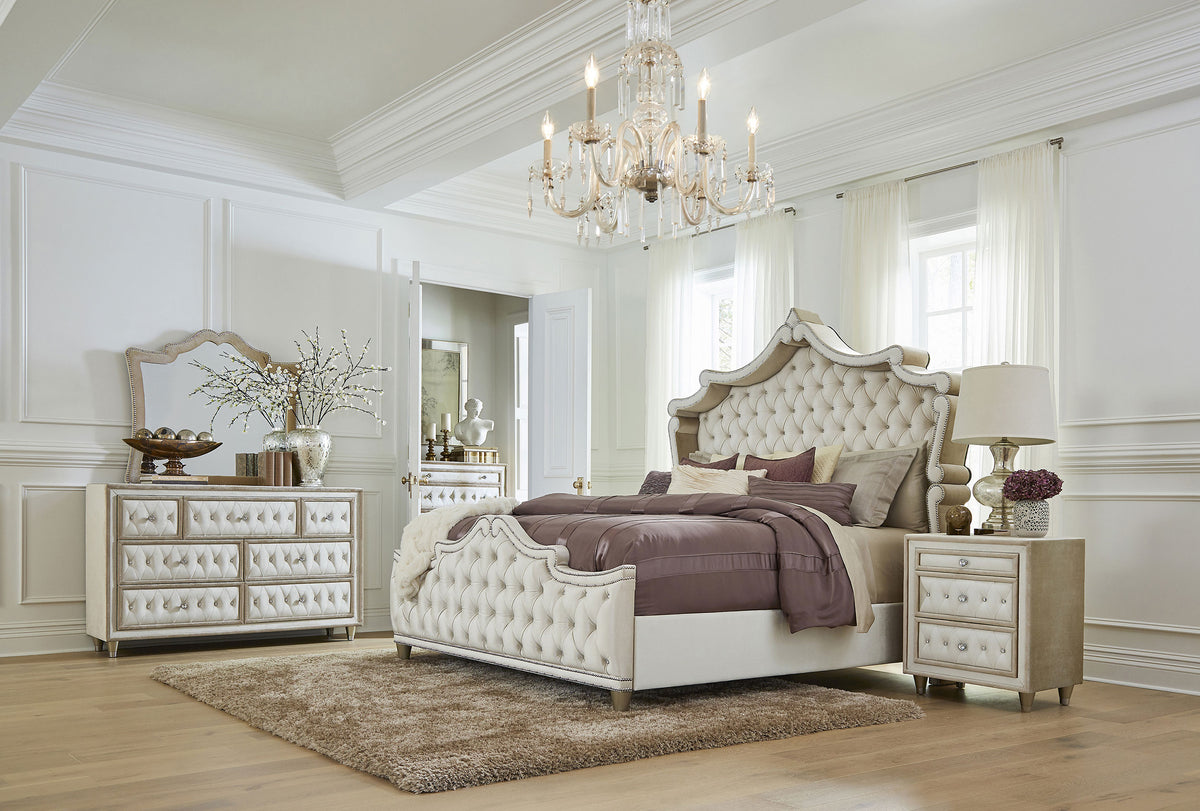 Antonella 7-drawer Upholstered Dresser Ivory - Without Mirror