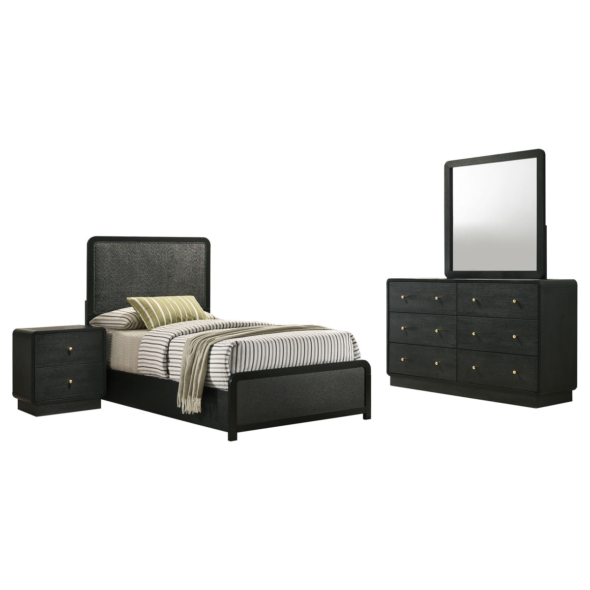 Cavelle 4-piece Bedroom Set Black - Twin