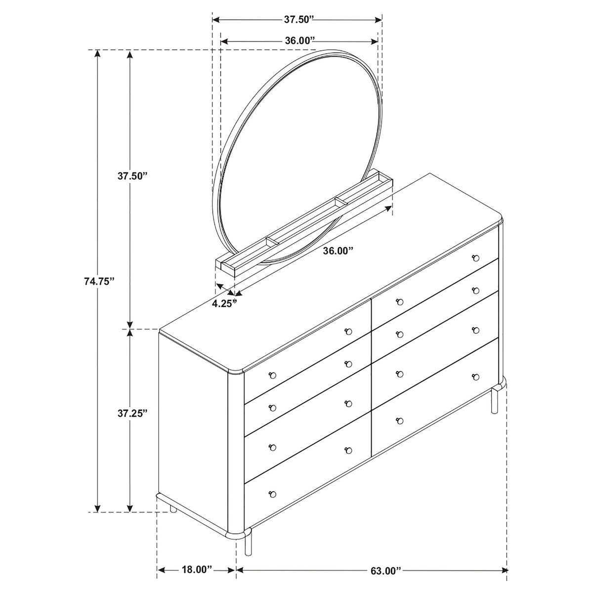 Arini 8-drawer Dresser - Sand Wash, With Mirror