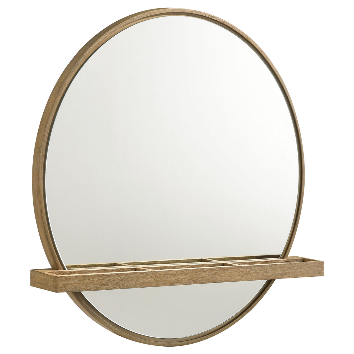 Arini Round Vanity Wall Mirror with Shelf - Sand Wash
