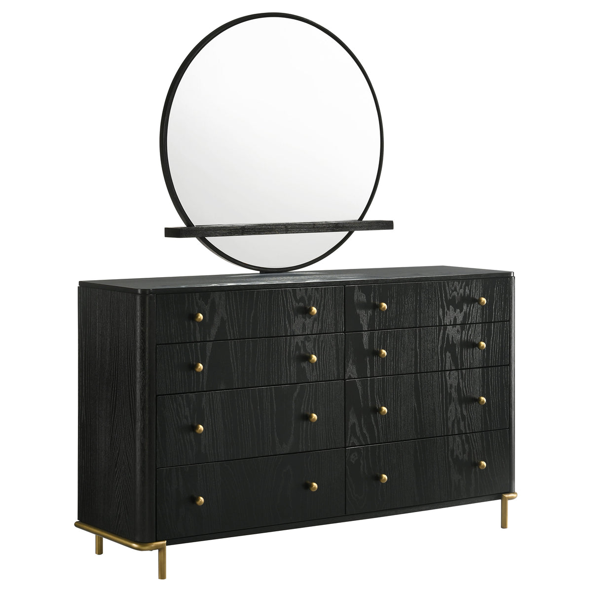 Arini 8-drawer Dresser - Black, With Mirror