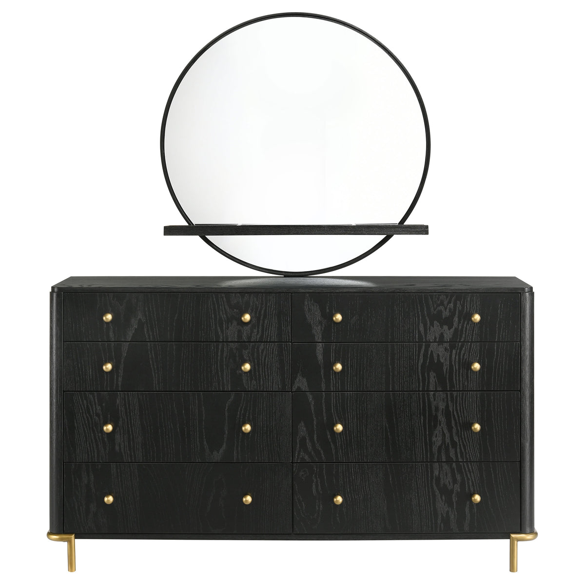 Arini 8-drawer Dresser - Black, With Mirror