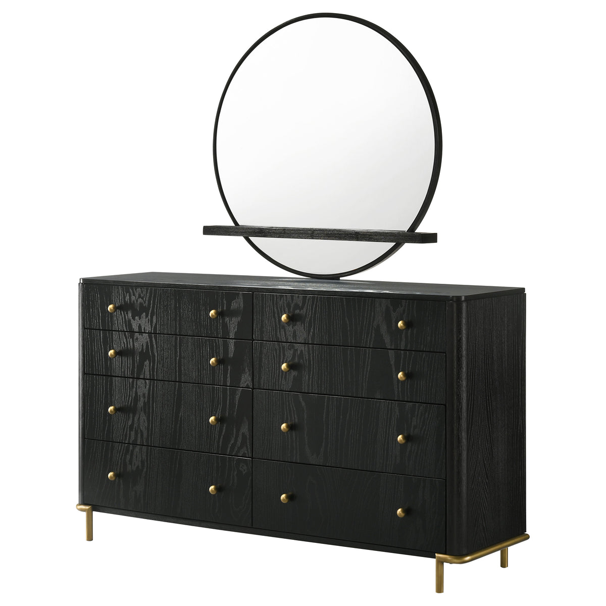 Arini 8-drawer Dresser - Black, With Mirror