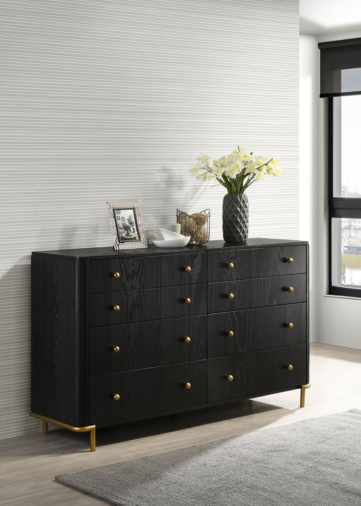 Arini 8-drawer Dresser - Black, Without Mirror