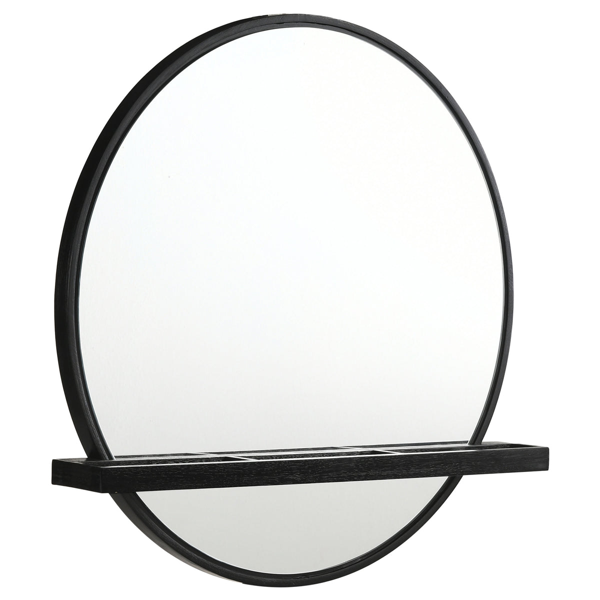 Arini Round Vanity Wall Mirror with Shelf - Black