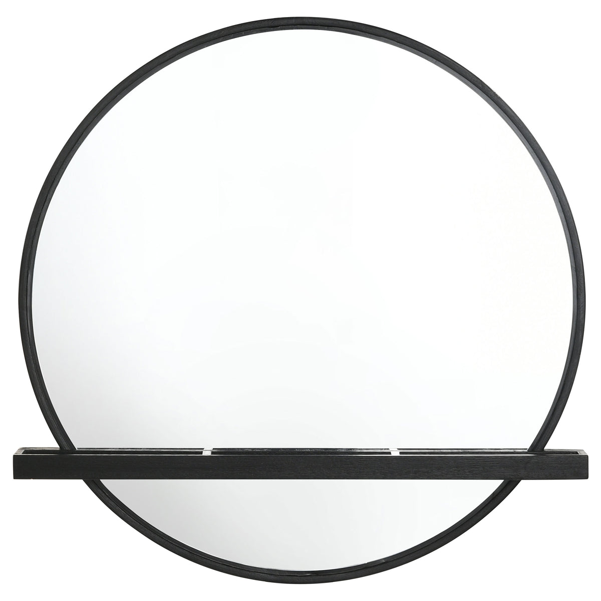 Arini Round Vanity Wall Mirror with Shelf - Black