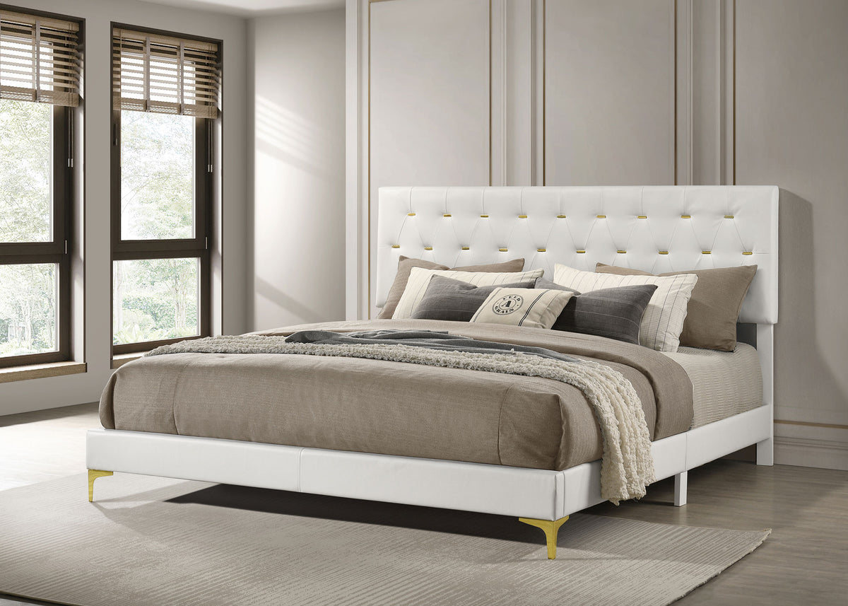 Kendall Upholstered Panel Bed - Eastern King, White