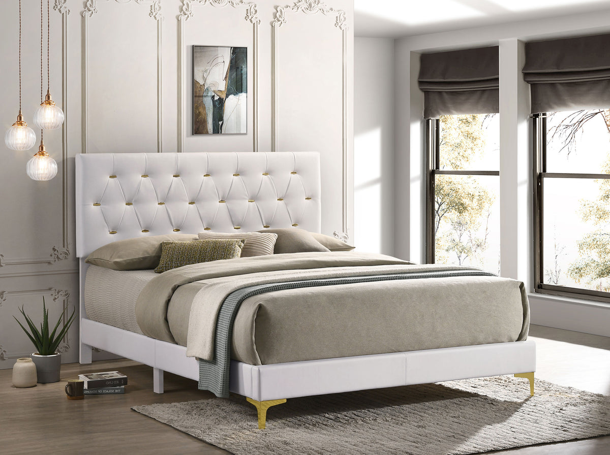 Kendall Upholstered Panel Bed - California King, White