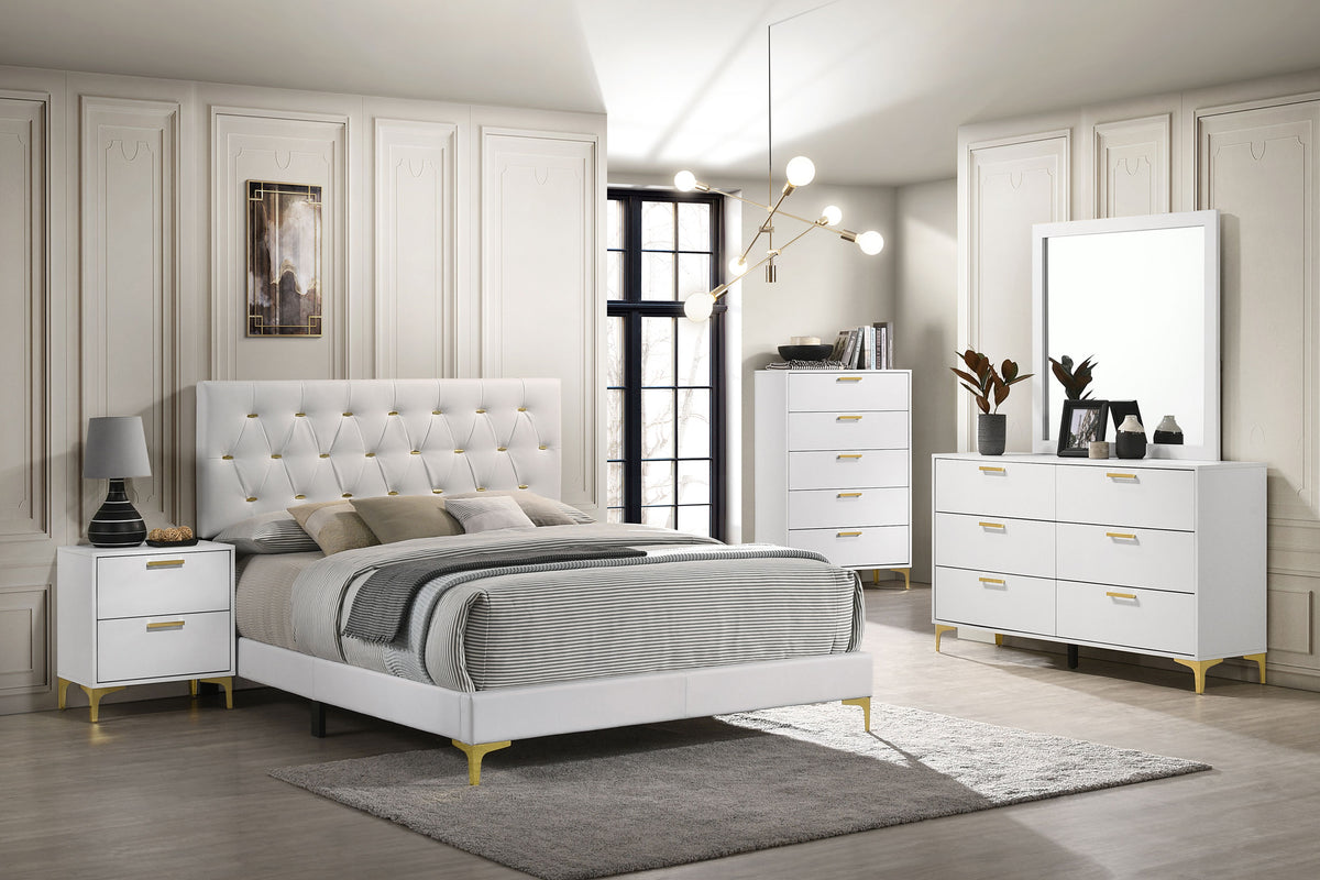 Kendall Upholstered Panel Bed - Queen, White