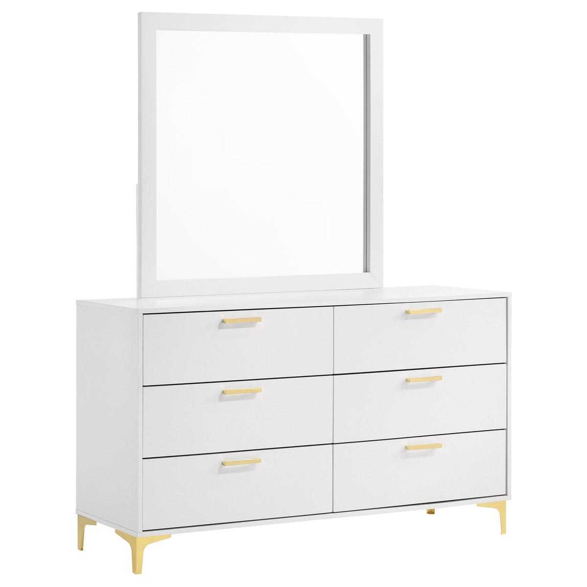 Kendall 6-drawer Dresser - White, With Mirror