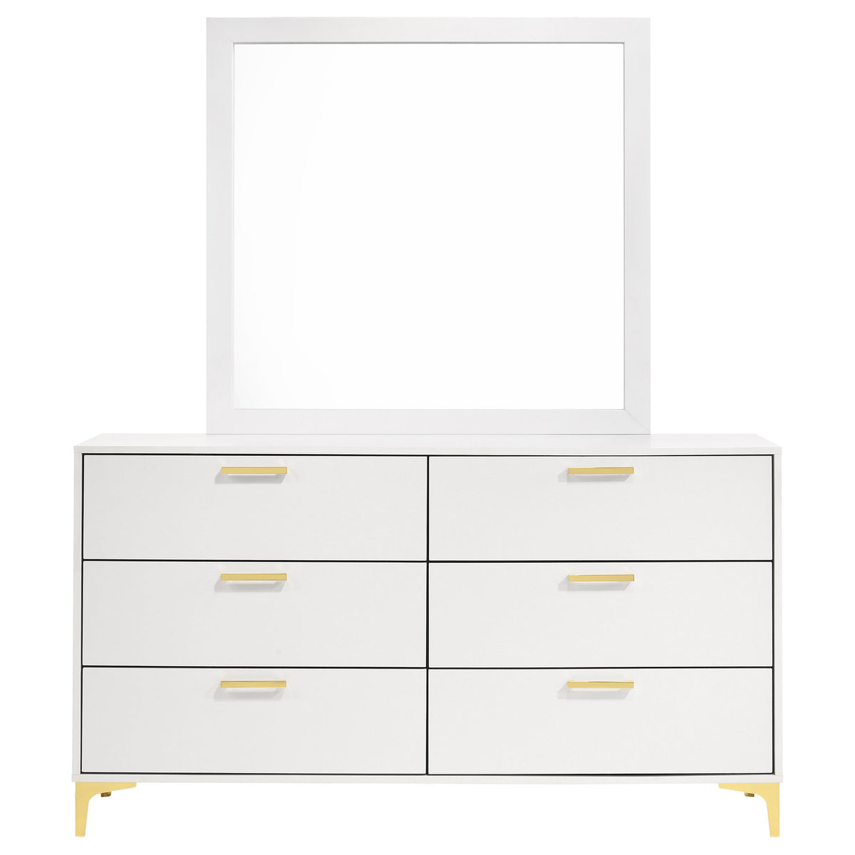 Kendall 6-drawer Dresser - White, With Mirror